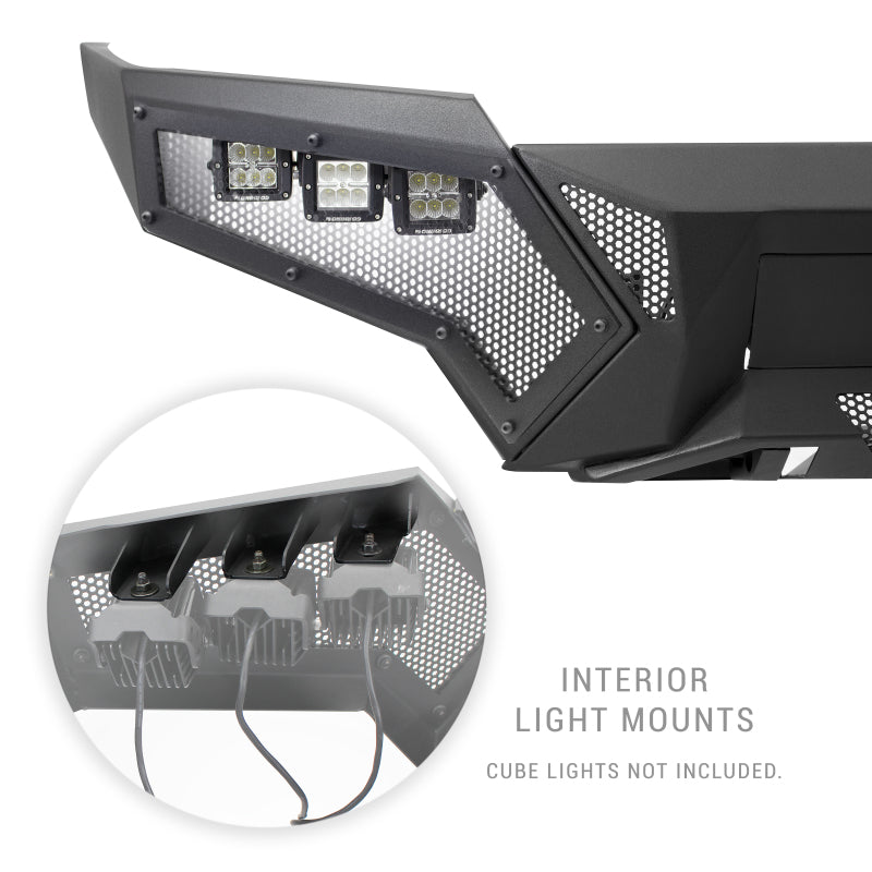 Go Rhino Tacoma Element Front Bumper w/ Power Actuated Hide-away Light Bar Mount Tex Black