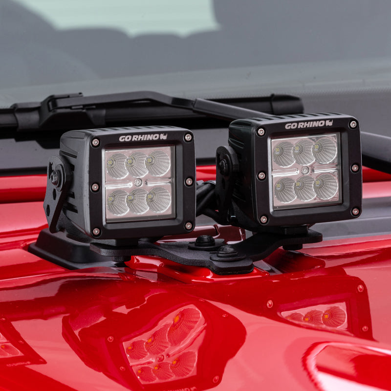 Go Rhino Jeep Wrangler JL/JLU/Gladiator JT Light Mount - Two 3in Cubes