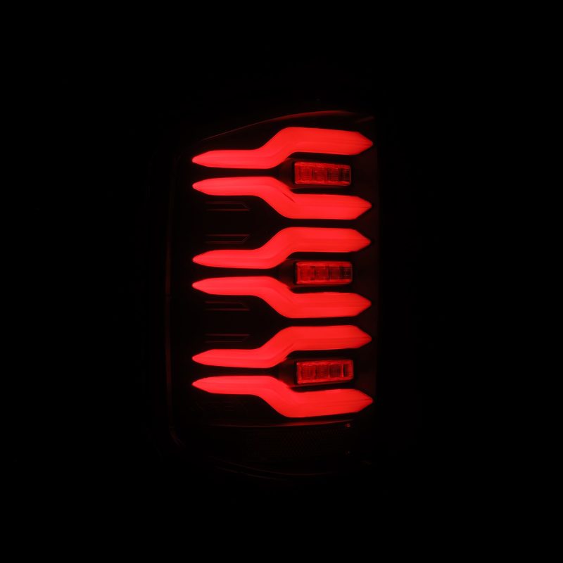 AlphaRex 14-19 Chevrolet Silverado Luxx-Series LED Tail Lights Black w/Activ Light/Seq Signal