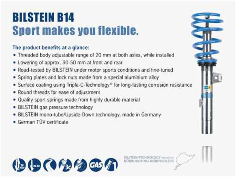 Bilstein B14 Mini Cooper Base Hatchback Front and Rear Suspension Kit