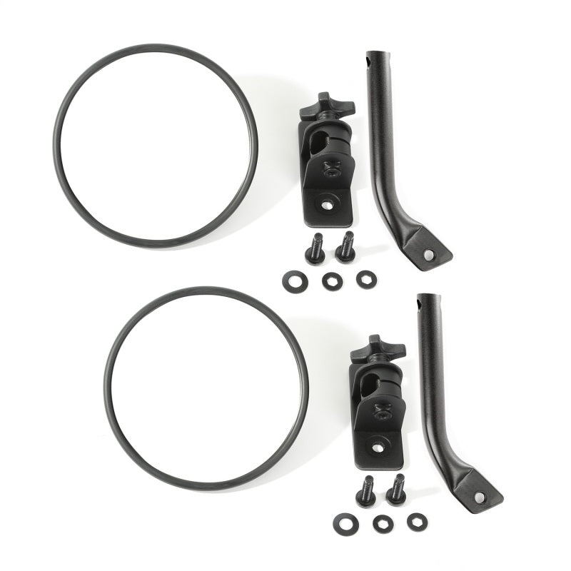 Rugged Ridge Jeep Wrangler Textured Black Round Stubby Trail Mirror Kit