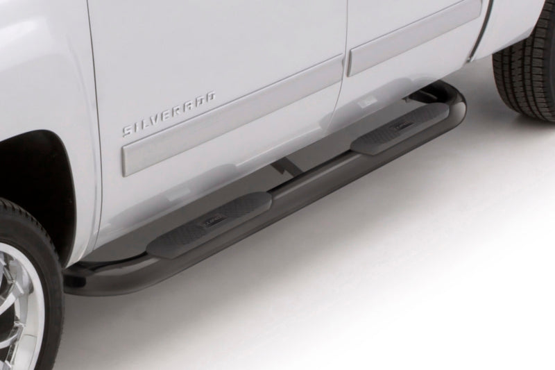 Lund Chevy Silverado 1500 Crew Cab 4in. Oval Curved Steel Nerf Bars - Black