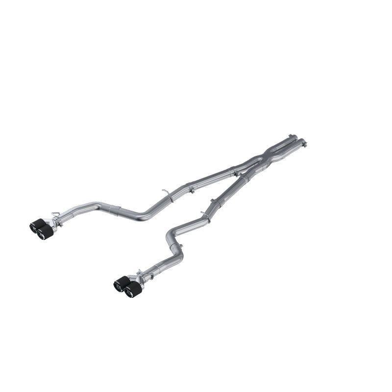 MBRP Dodge Challenger 5.7L HEMI SS 3in Quad Split Rear Exit w/ Carbon Fiber Tips - T304