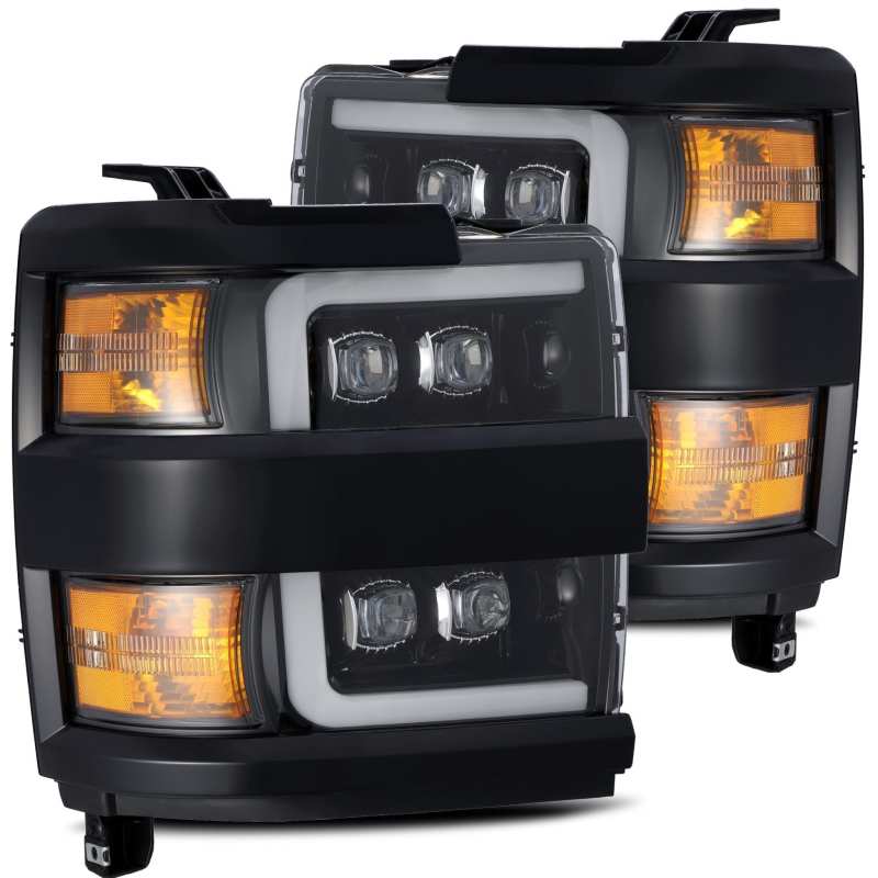 AlphaRex 15-19 Chevy 2500HD NOVA LED Proj Headlight Plank Style Jet Blk w/Activ Light/Seq Signal/DRL