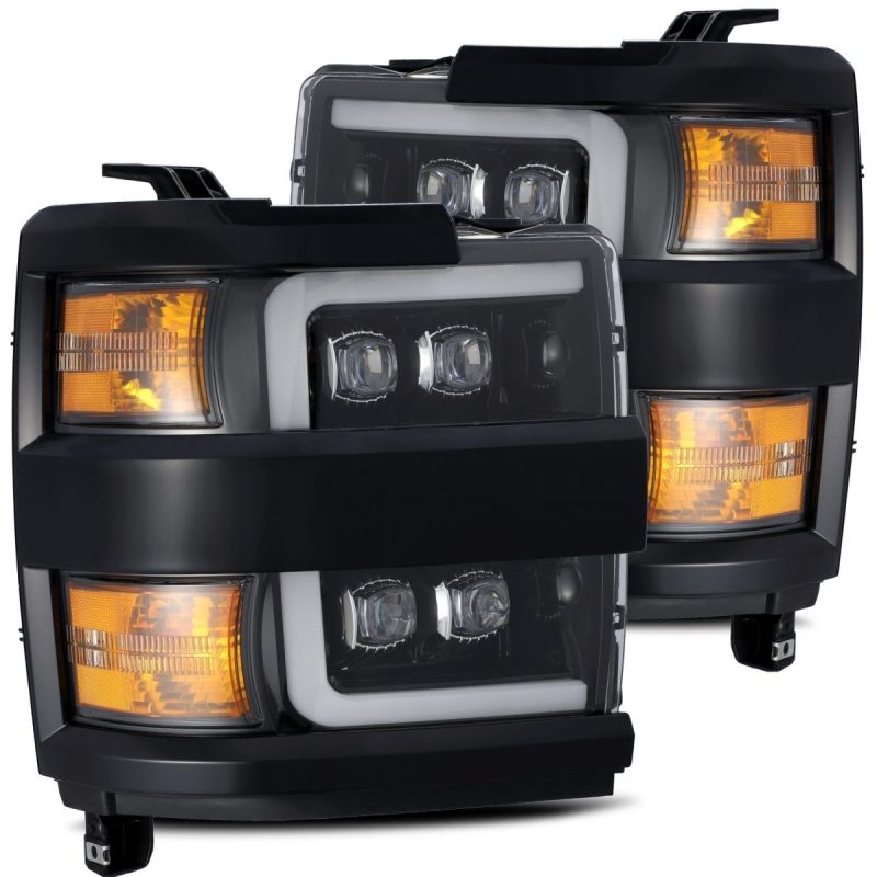 AlphaRex 15-19 Chevy 2500HD NOVA LED Proj Headlight Plank Style Jet Blk w/Activ Light/Seq Signal/DRL