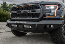 Load image into Gallery viewer, The front of a black Road Armor Ford Raptor truck.