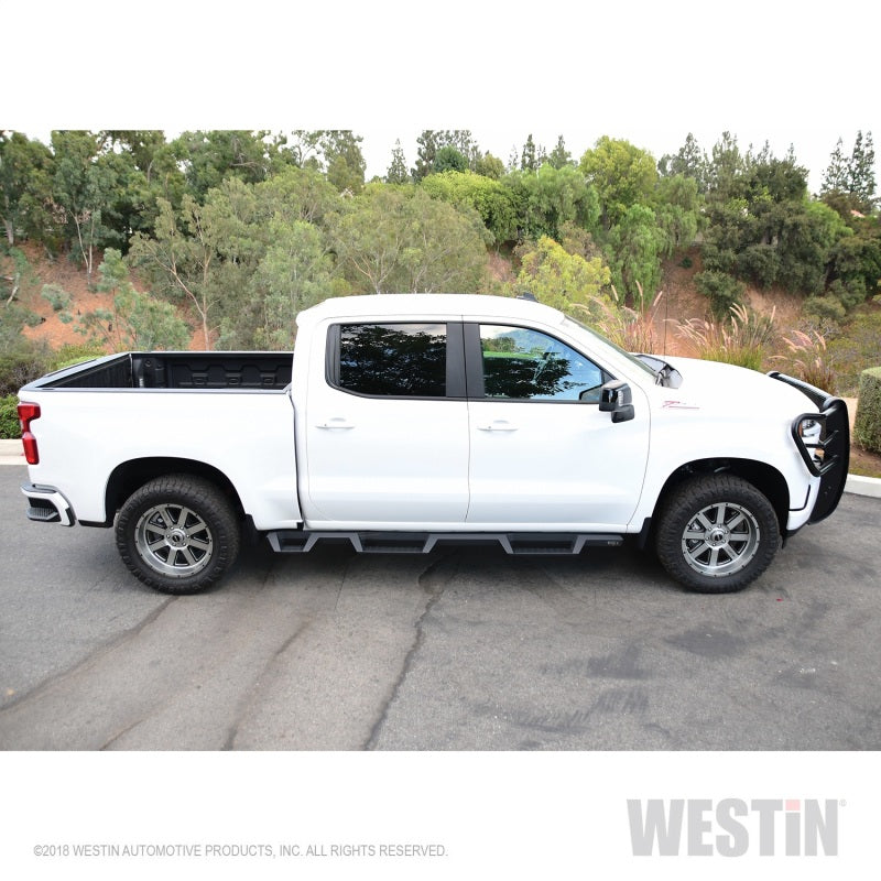 Westin Chevrolet Silverado/Sierra 1500 (5.5ft) Drop Wheel to Wheel Nerf Step Bars - Txt Black