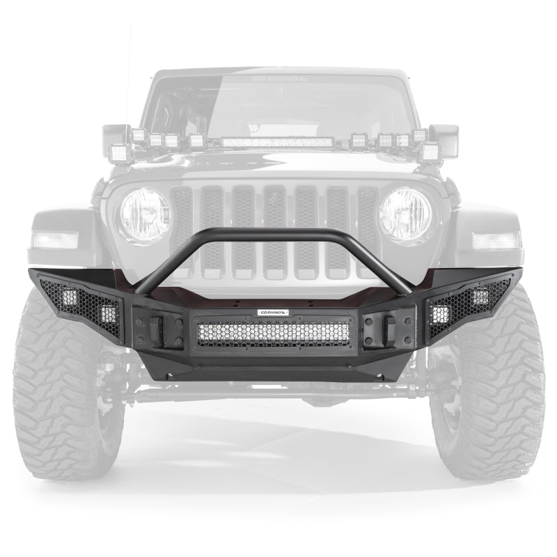 Go Rhino Jeep Wrangler JL/JLU/JK/JKU/Gladiator JT Rockline Full Width Bumper w/ Overrider