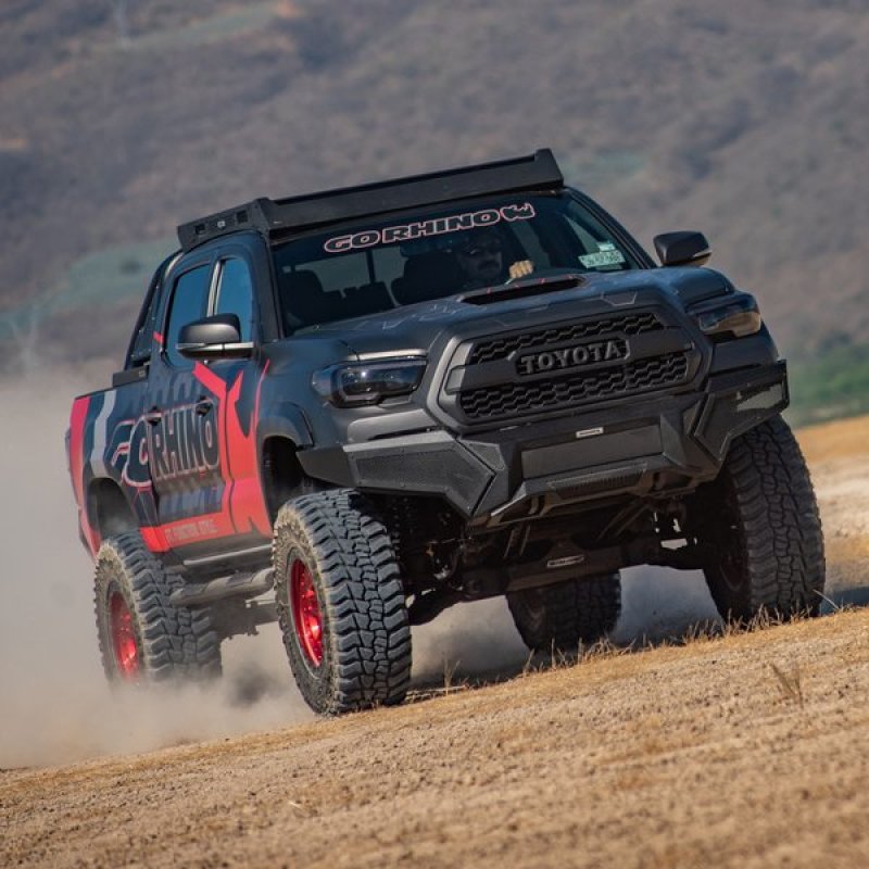 Go Rhino Tacoma Element Front Bumper w/ Power Actuated Hide-away Light Bar Mount Tex Black