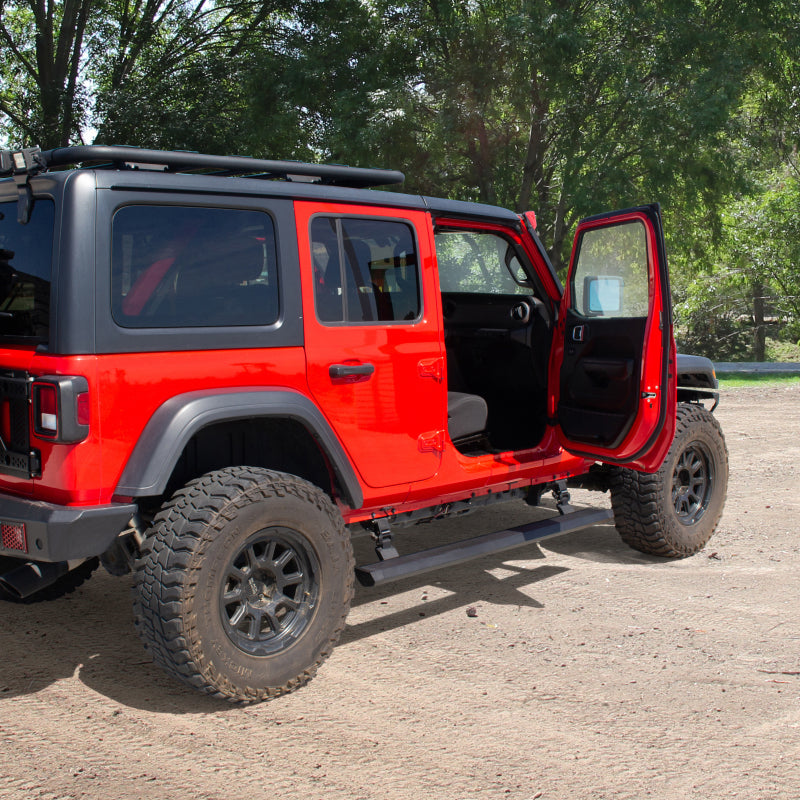 Go Rhino Jeep Wrangler 4dr E-BOARD E1 Electric Running Board Kit (Drilling Req.) - Tex. Blk