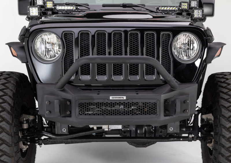 Go Rhino Jeep Wrangler JL/JLU/JK/JKU/Gladiator JT Rockline Front Stubby Bumper w/ Overrider