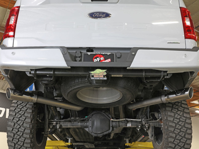 White Ford F-150 equipped with aFe Vulcan large diameter exhaust pipe