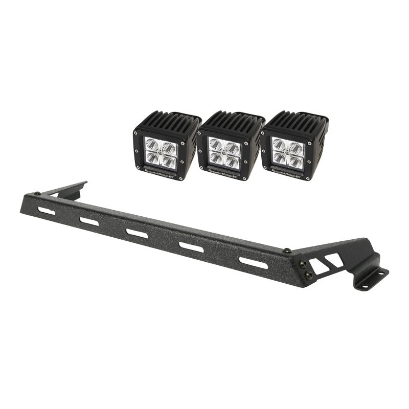 Rugged Ridge Jeep Wrangler JK Black 3 Sqaure LED Hood Mounted Light Bar Kit