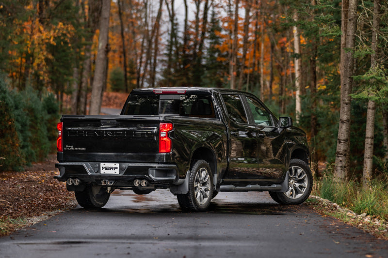 MBRP Chevy Silverado 1500 6.2L 2.5in Dual Split Rear Cat Back w/ Quad Carbon Fiber Tips- T304