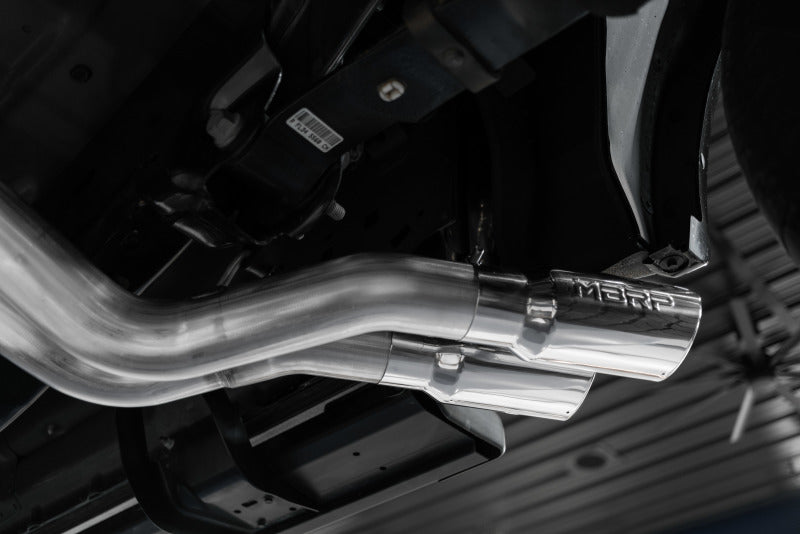 MBRP Ford F150 Pre-Axle 4in OD Tips Dual Outlet 3in Black Coated Cat Back Exhaust