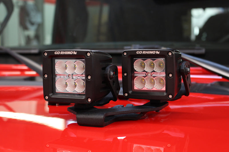 Go Rhino Jeep Wrangler JL/JLU/Gladiator JT Light Mount - Two 3in Cubes