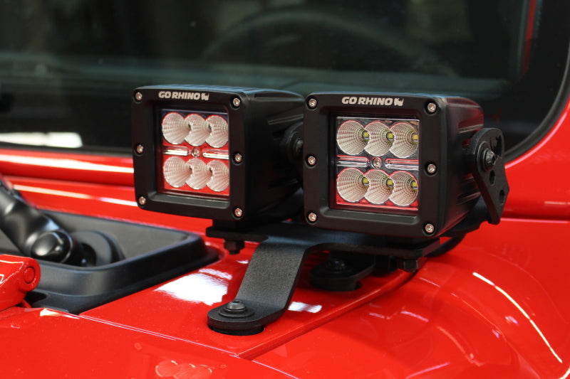 Go Rhino Jeep Wrangler JL/JLU/Gladiator JT Light Mount - Two 3in Cubes