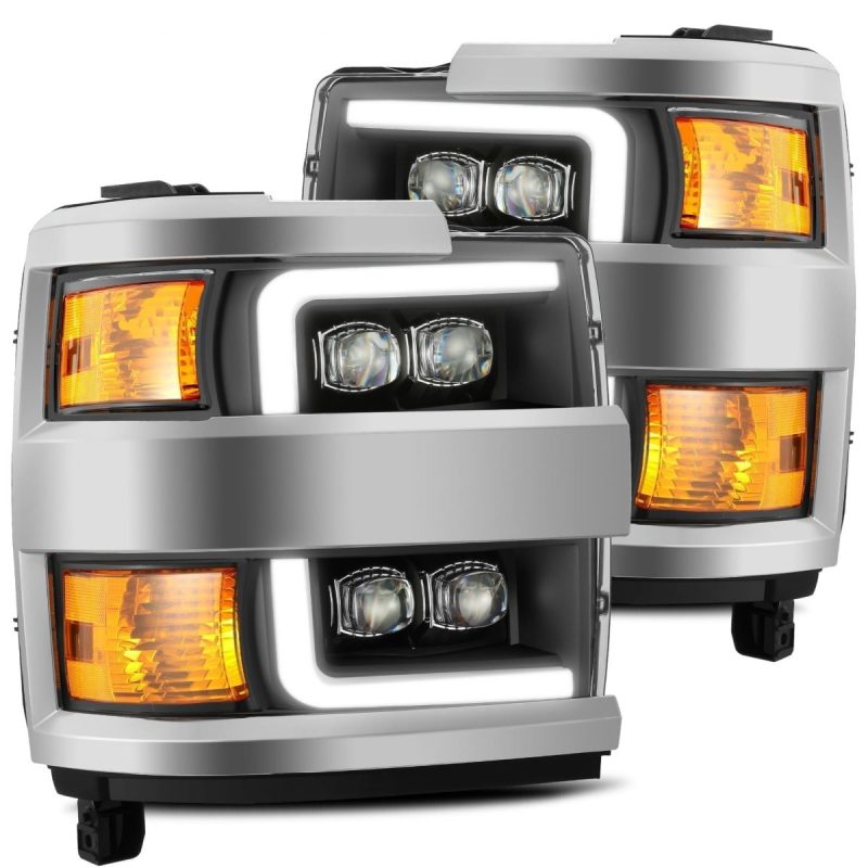 AlphaRex 15-19 Chevy 2500HD NOVA LED Proj Headlights Plank Style Black w/Activ Light/Seq Signal/DRL