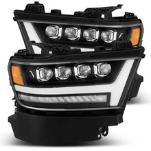 Load image into Gallery viewer, AlphaRex 19+ Ram 1500HD NOVA LED Proj Headlight Plank Style Matte Blk w/Activ Light/Seq Signal/DRL