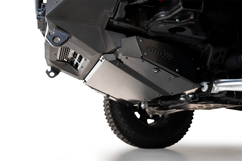 Close-up of the Addictive Desert Designs Rock Fighter Skid Plate for 2021+ Ford Bronco