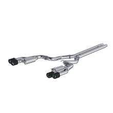 Load image into Gallery viewer, MBRP Ford Mustang GT 5L T304 SS 3in Cat-Back Dual Rear w/4in Quad Carbon Fiber Tips (Race)