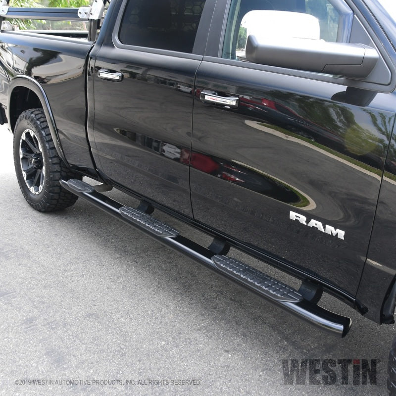 Westin 19+ RAM 1500 CC 5ft7in. Bed (Excl. Classic) PRO TRAXX 5 W2W Oval Nerf Step Bars - Black