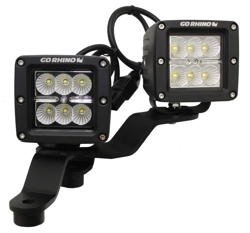 Go Rhino Jeep Wrangler JL/JLU/Gladiator JT Light Mount - Two 3in Cubes Offset