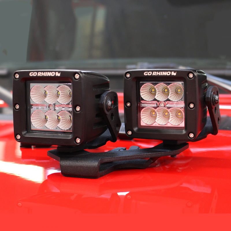 Go Rhino Jeep Wrangler JL/JLU/Gladiator JT Light Mount - Two 3in Cubes