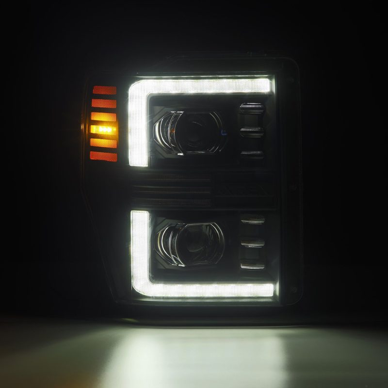 AlphaRex 2008-2010 Ford F250-550 PRO-Series Projector headlights Black w/Active Light/Seq Signal
