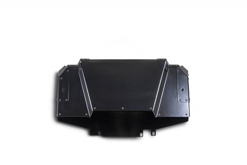 The packaging of Addictive Desert Designs Rock Fighter Skid Plate with white background