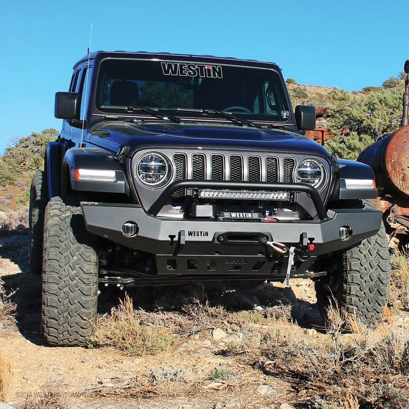 Westin 18+ Jeep Wrangler JL WJ2 Full Width Front Bumper w/Bull Bar Textured Black