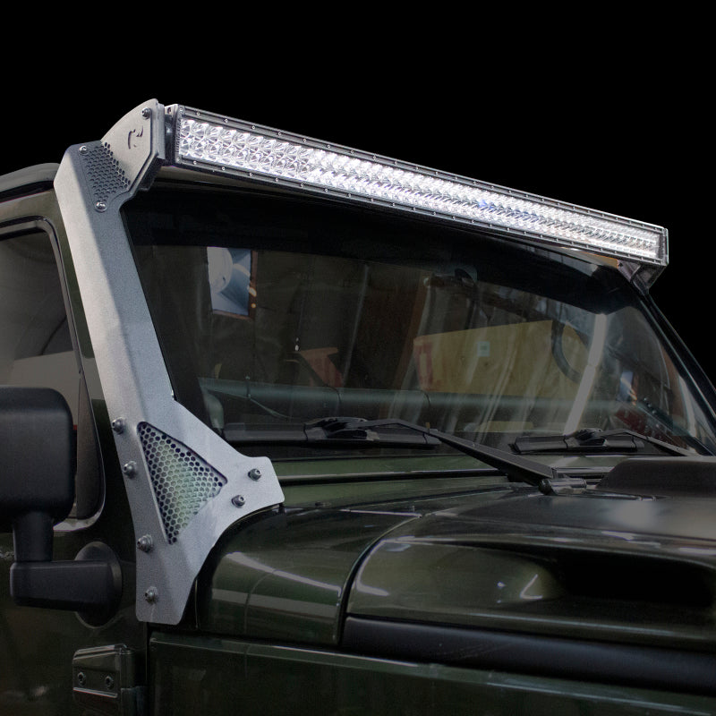 Go Rhino Jeep Wrangler JK/JKU (Ex Mjve/392/4xe) Windshield Light Bar Mount Brkt - 50in Sgl Row