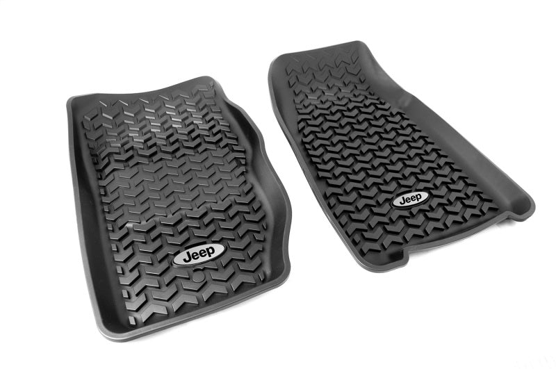 Rugged Ridge Floor Liner Front Black Jeep Logo Cherokee XJ