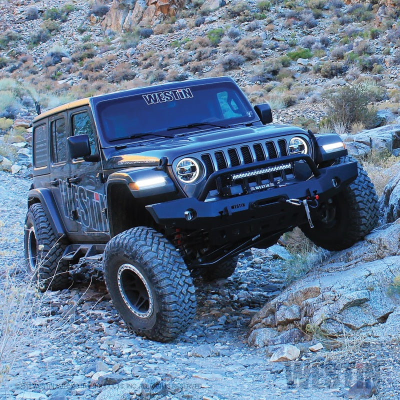 Westin 18+ Jeep Wrangler JL WJ2 Full Width Front Bumper w/Bull Bar Textured Black