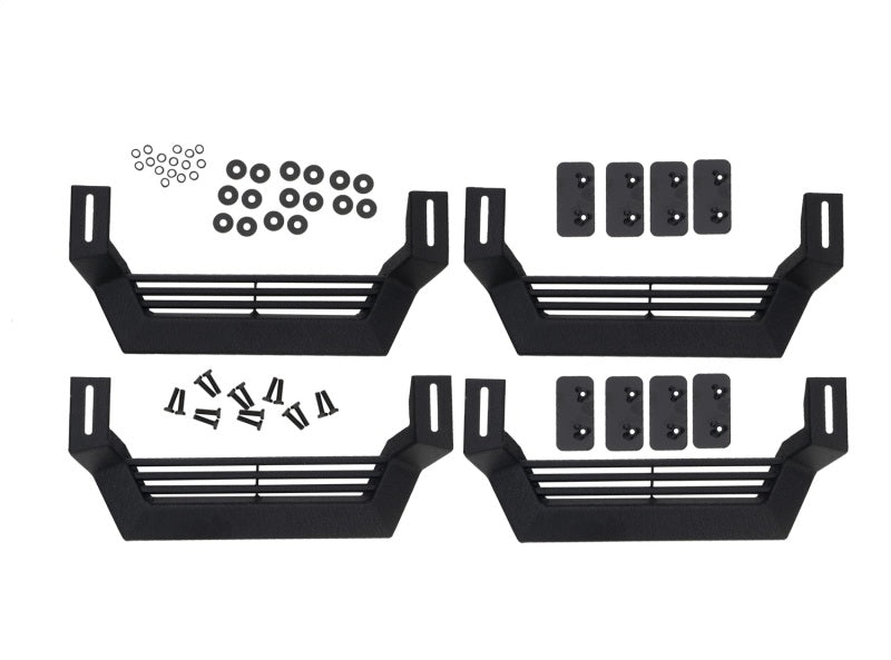 Rampage Jeep Rock Rail Short Step Universal 4 Piece Set - Black