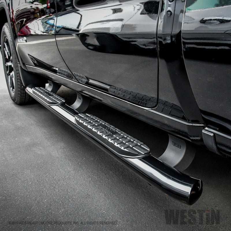 Westin 19+ Chevrolet/GMC Silverado/Sierra 1500 Double Cab PRO TRAXX 4 Oval Nerf Step Bars - Black