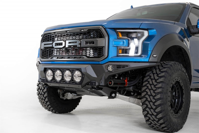 Addictive Desert Designs 17+ Ford F-150 Raptor Bomber Front Bumper w/ 4 Rigid 360 6in Round Mounts