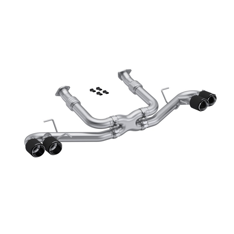 MBRP Chevrolet Corvette C8 3in Cat Back Quad Split Rear Exit w/ Carbon Fiber Tips - T304