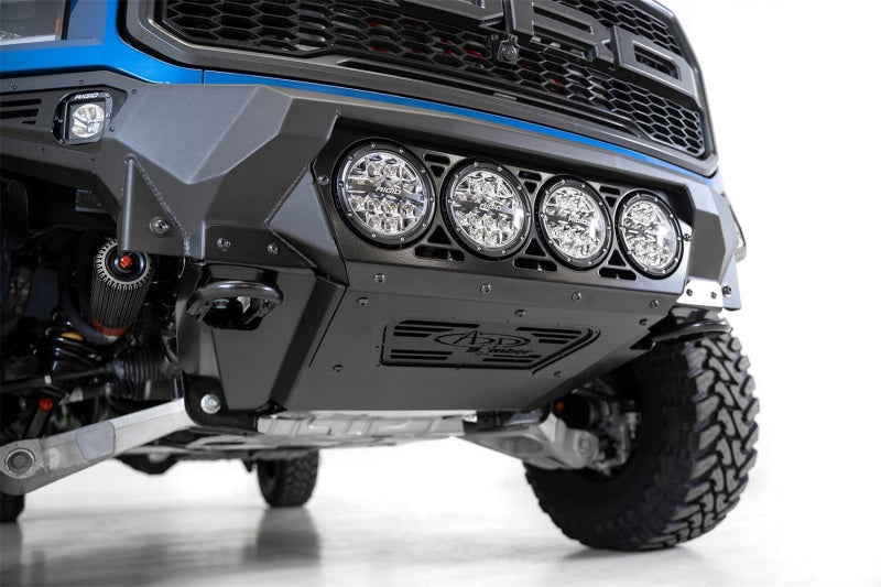 Addictive Desert Designs 17+ Ford F-150 Raptor Bomber Front Bumper w/ 4 Rigid 360 6in Round Mounts